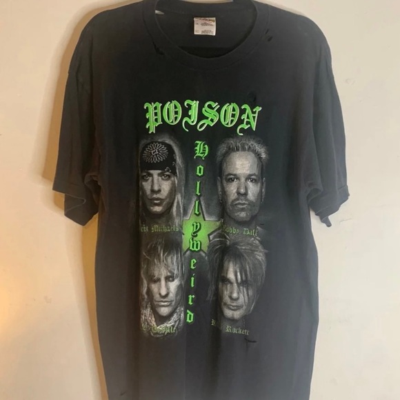 Poison Band Tee Hollyweird Tour 2002 Distressed Size L - Picture 2 of 5